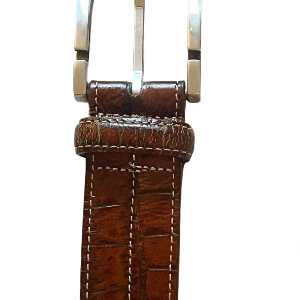 Handmade American Brown Alligator Leather Belt Size 34”